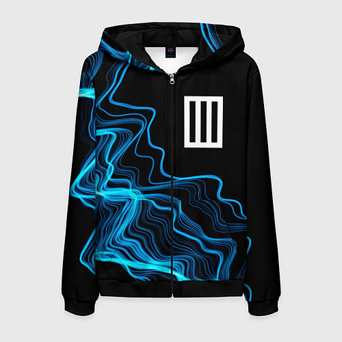 Мужская толстовка на молнии Paramore sound wave / 3D-Черный – фото 1
