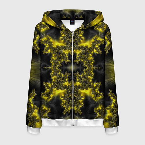 Мужская толстовка на молнии Геометрические фракталы / 3D-Белый – фото 1