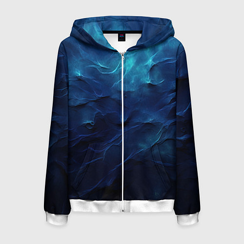 Мужская толстовка на молнии Абстрактные волны глубины / 3D-Белый – фото 1
