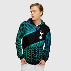 Толстовка 3D на молнии мужская Tottenham football net, цвет: 3D-черный — фото 2