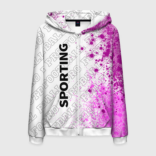 Мужская толстовка на молнии Sporting pro football по-вертикали / 3D-Белый – фото 1