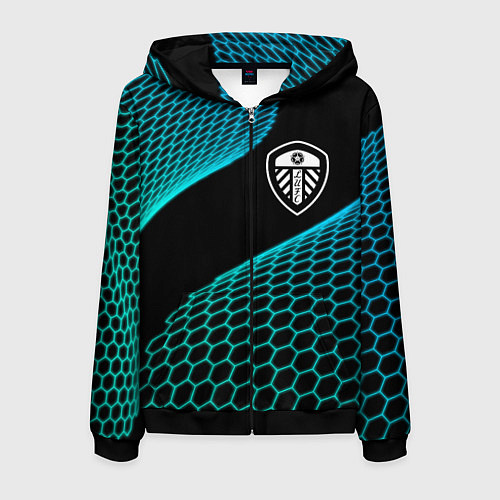 Мужская толстовка на молнии Leeds United football net / 3D-Черный – фото 1