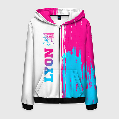 Мужская толстовка на молнии Lyon neon gradient style по-вертикали / 3D-Черный – фото 1