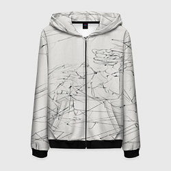 Толстовка 3D на молнии мужская Каракули, цвет: 3D-черный