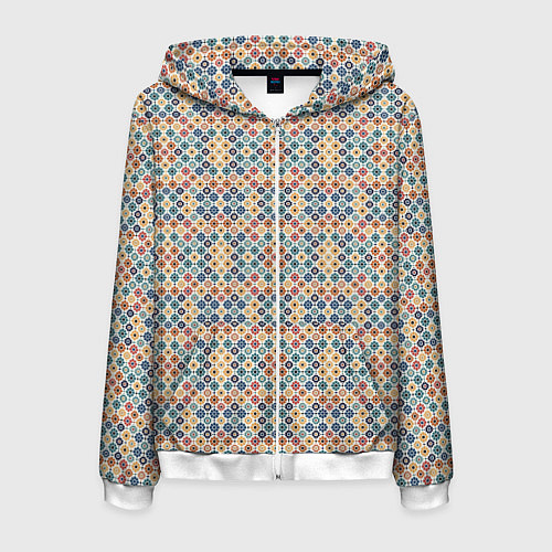 Мужская толстовка на молнии Марокканский узор / 3D-Белый – фото 1