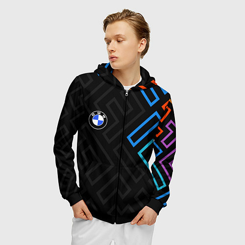 Мужская толстовка на молнии BMW brand color carbon / 3D-Черный – фото 3