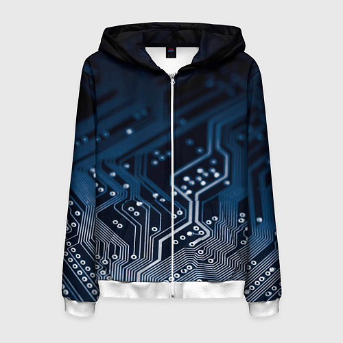 Мужская толстовка на молнии Дорожки платы / 3D-Белый – фото 1