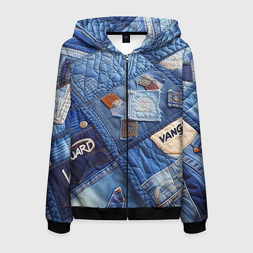 Мужская толстовка на молнии Vanguard jeans patchwork - ai art / 3D-Черный – фото 1