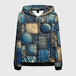 Мужская толстовка на молнии Denim patchwork - ai art