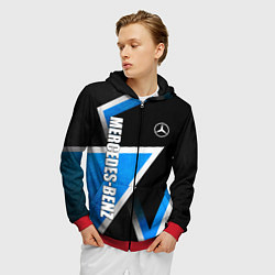 Толстовка 3D на молнии мужская Mercedes - blue metal, цвет: 3D-красный — фото 2