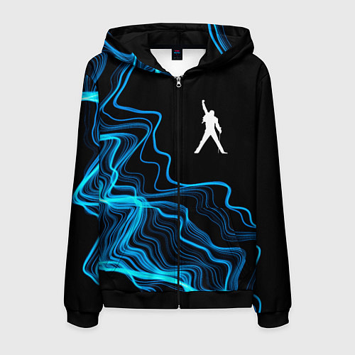 Мужская толстовка на молнии Queen sound wave / 3D-Черный – фото 1