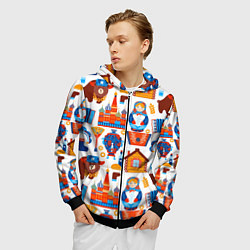 Толстовка 3D на молнии мужская Русские народные традиции, цвет: 3D-черный — фото 2