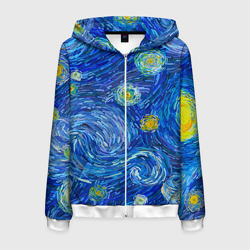 Мужская толстовка на молнии Мазки ван гога / 3D-Белый – фото 1
