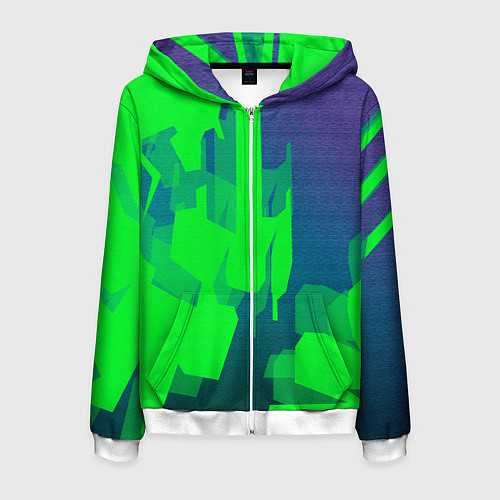 Мужская толстовка на молнии Зеленый фиолет / 3D-Белый – фото 1