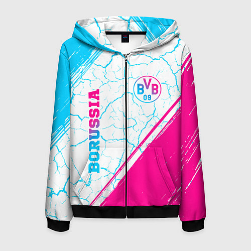 Мужская толстовка на молнии Borussia neon gradient style вертикально / 3D-Черный – фото 1