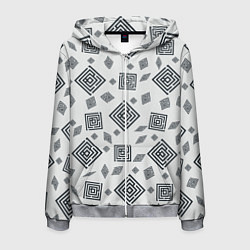 Толстовка 3D на молнии мужская Ромб лабиринт паттерн, цвет: 3D-меланж