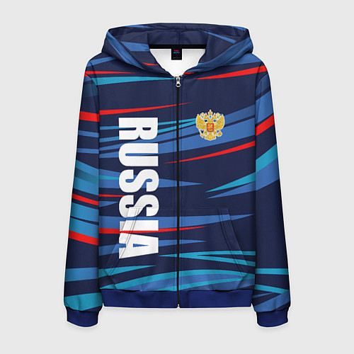 Мужская толстовка на молнии Россия - blue stripes / 3D-Синий – фото 1