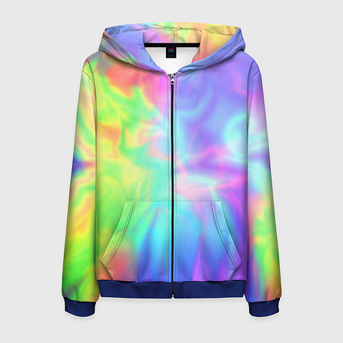 Мужская толстовка на молнии Яркий тай-дай абстракция / 3D-Синий – фото 1