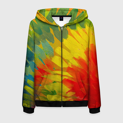 Мужская толстовка на молнии Абстракция цветение акрил / 3D-Черный – фото 1