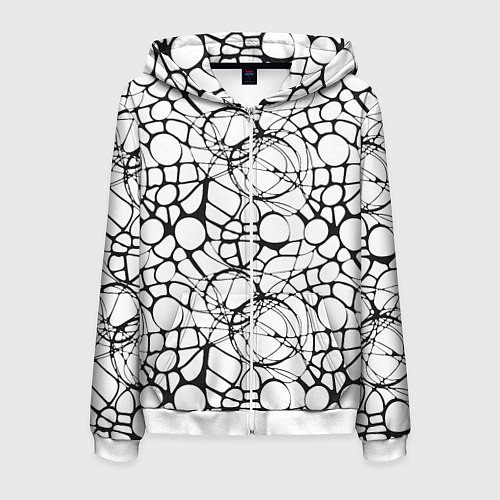 Мужская толстовка на молнии Абстрактный нейрографический узор / 3D-Белый – фото 1