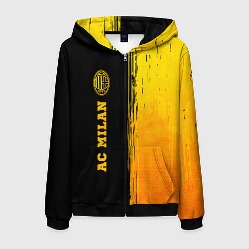 Мужская толстовка на молнии AC Milan - gold gradient по-вертикали / 3D-Черный – фото 1