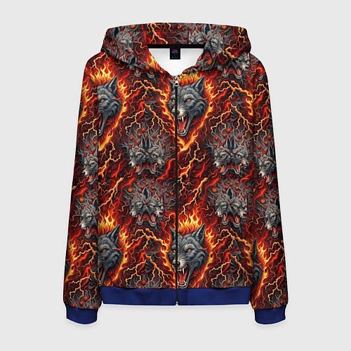 Мужская толстовка на молнии Волки эпичный паттерн / 3D-Синий – фото 1