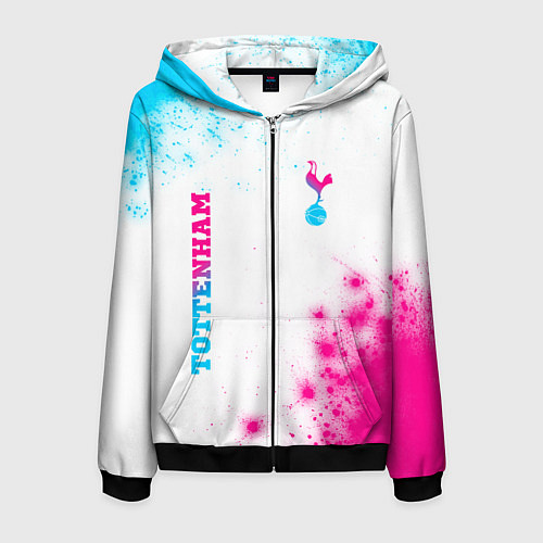 Мужская толстовка на молнии Tottenham neon gradient style вертикально / 3D-Черный – фото 1