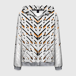 Мужская толстовка на молнии Чёрные и жёлтые полосы на белом фоне