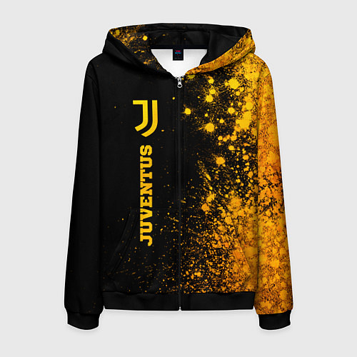 Мужская толстовка на молнии Juventus - gold gradient по-вертикали / 3D-Черный – фото 1