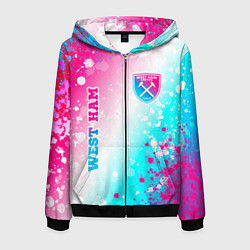 Мужская толстовка на молнии West Ham neon gradient style вертикально