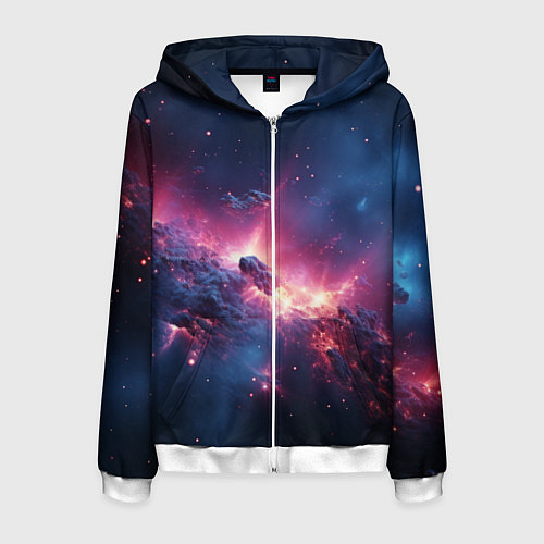 Мужская толстовка на молнии Взрыв в космосе / 3D-Белый – фото 1