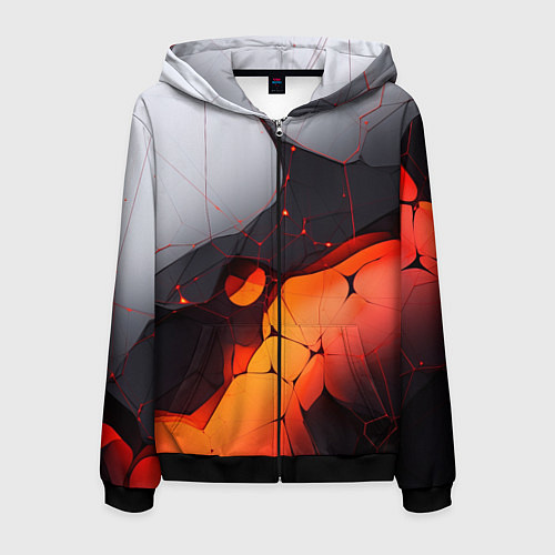 Мужская толстовка на молнии Объемная плита с красной лавой иллюстрация / 3D-Черный – фото 1
