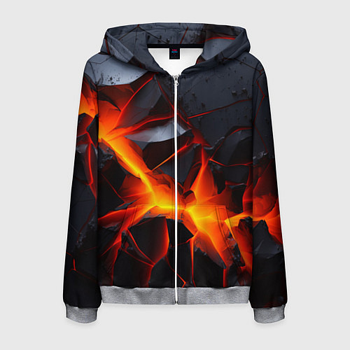 Мужская толстовка на молнии Камни в разломе красный свет / 3D-Меланж – фото 1