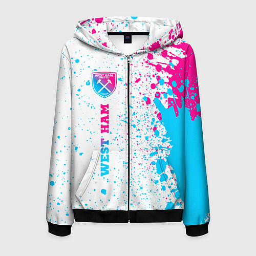 Мужская толстовка на молнии West Ham neon gradient style по-вертикали / 3D-Черный – фото 1