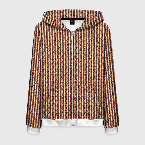 Мужская толстовка на молнии Мелкая мозаика золотистый коричневый / 3D-Белый – фото 1