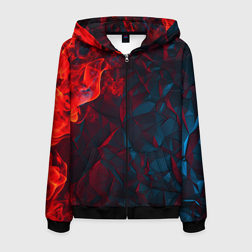 Мужская толстовка на молнии Темная абстракция с разломом красных плит / 3D-Черный – фото 1