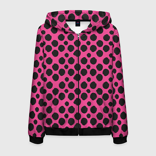 Мужская толстовка на молнии Гороховый тренд черный на розовом фоне / 3D-Черный – фото 1