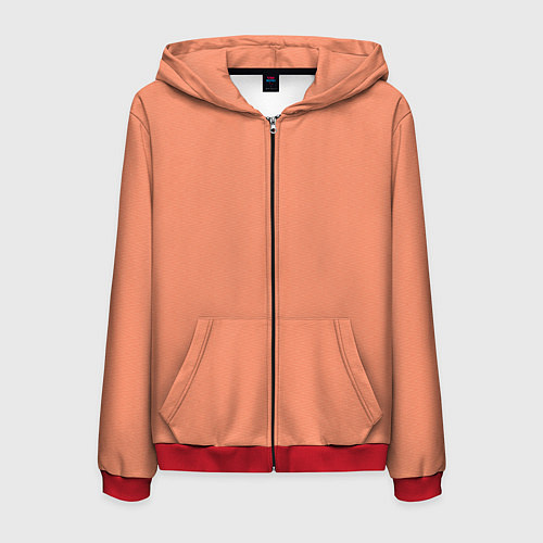 Мужская толстовка на молнии Насыщенный персиковый текстурированный / 3D-Красный – фото 1