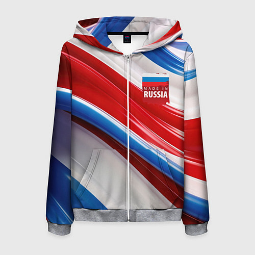 Мужская толстовка на молнии Герб России на абстрактном фоне / 3D-Меланж – фото 1