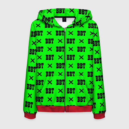 Мужская толстовка на молнии BBT logo green steel / 3D-Красный – фото 1