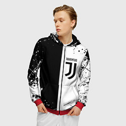 Толстовка 3D на молнии мужская Juventus краски текстура спорт, цвет: 3D-красный — фото 2