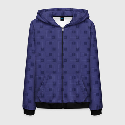 Мужская толстовка на молнии Тёмный сиреневый паттерн квадраты / 3D-Черный – фото 1