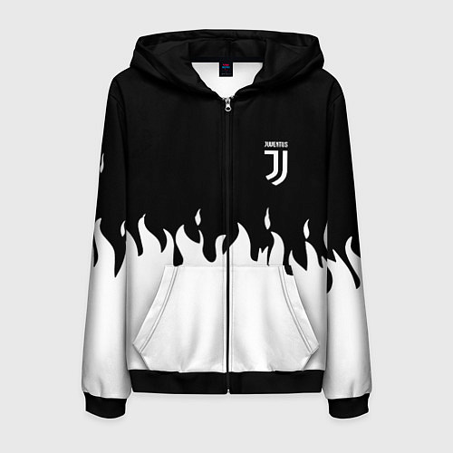 Мужская толстовка на молнии Juventus fire / 3D-Черный – фото 1