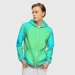 Толстовка 3D на молнии мужская Трансформация контурных треугольников, цвет: 3D-меланж — фото 2