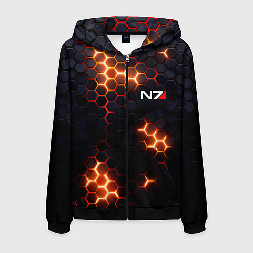 Мужская толстовка на молнии N7 mass effect logo / 3D-Черный – фото 1