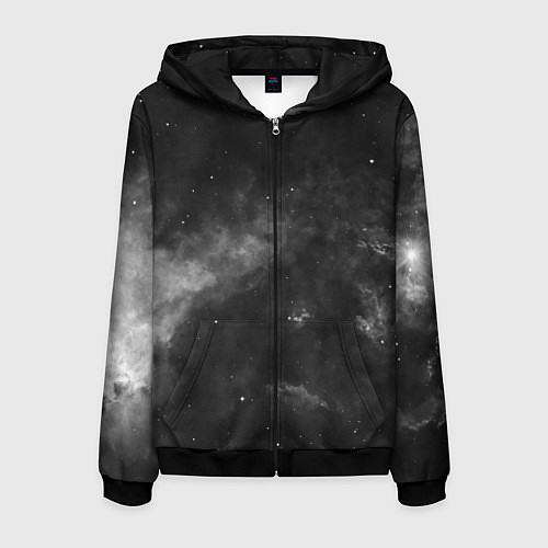 Мужская толстовка на молнии Монохромный космос / 3D-Черный – фото 1