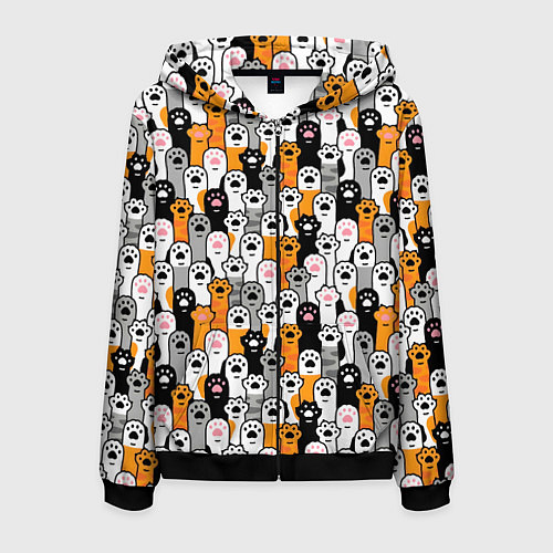 Мужская толстовка на молнии Кошачьи лапы / 3D-Черный – фото 1