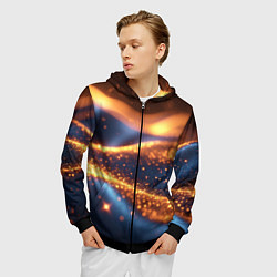 Толстовка 3D на молнии мужская Блестящая лакшери текстура, цвет: 3D-черный — фото 2