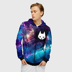 Толстовка 3D на молнии мужская Stray space game, цвет: 3D-черный — фото 2
