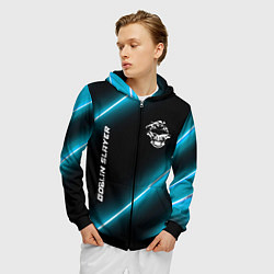 Толстовка 3D на молнии мужская Goblin Slayer неоновые лампы, цвет: 3D-черный — фото 2